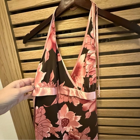 Speechless Women's Y2K Floral Halter Dress in Pink and Brown Size Small Romantic - Picture 3 of 11